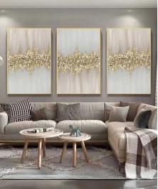 Gold Frame 60*90 Cm Crystall Porsalein Painting Decorative For Living Room Gold  Diamound Effect